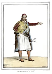 Szef kuchni Palikares de la Scllade, w „Podróży do Ateny i Konstantynopola”, czyli kolekcji portretów greckich i osmańskich, widoków i kostiumów, malowanych na miejscach po naturze, litografii i kolorystyki autorstwa Louisa Dupre (1789-1837), ucznia Dawida