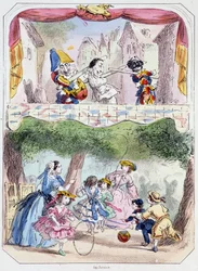 Polichinelle precepteur - Litografia, z Theatre des marionnettes du jardin des Tuileries, tekst i rysunek Louisa Edmonda Duranty