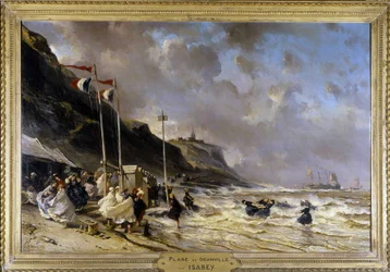 Granville Beach - olej na płótnie, Eugene Louis Gabriel Isabey (1803-1886)