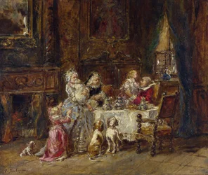 Isabey, Louis Gabriel Eugene (1803-1886) Urodziny dziadka Olej na drewnie 1866 National Gallery, Londyn 24,1x28,9
