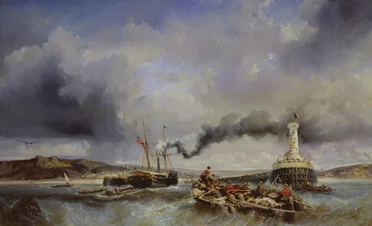 Widok portu w Boulogne od strony morza, 1843