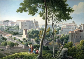 Widok wzgórza Kwirynał w Rzymie, z willą Colonna w tle, ok. 1800