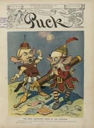 Okładka krążka upamiętniająca Charlesa Evansa Hughesa, wybranego na gubernatora Nowego Jorku, 1906 (czasopismo)