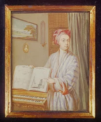 Portret Brooka Taylora (1685-1731) 1720 (wc i kolor ciała na welinie ułożone na kartonie)