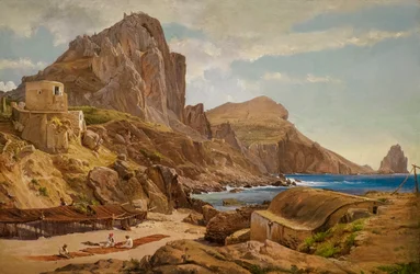 Marina Piccola, Capri ok. 1844 (olej na papierze zamontowany na panelu)