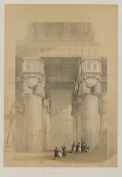 Egipt i Nubia, Tom II: Widok spod portyku świątyni Dendera, 1849.