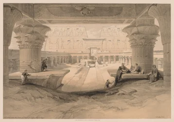 Egipt i Nubia: Tom I - nr 32, Widok spod portyku świątyni Edfou..., 1838.