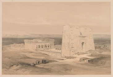Egipt i Nubia: Tom I - nr 34, Świątynia Edfou. Starożytne Appolinopolis, Górny Egipt, 1838.