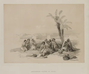 Egipt i Nubia, tom I: abisyńscy niewolnicy odpoczywający w Korti-Nubia, 1847.