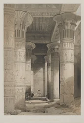 Egipt i Nubia, tom I: Widok pod wielkim portykiem świątyni, Philae, 1846.