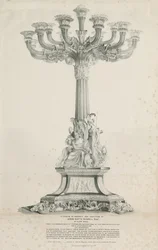 Ilam Hall - Świeczniki: litografia, 1832