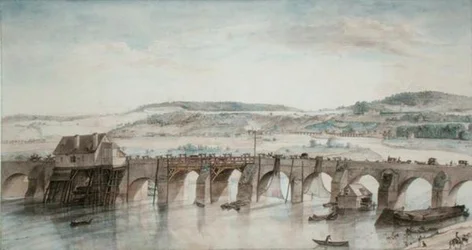 The Two Bridges (Saint-Cloud i Sevres) (pióro i atrament oraz akwarela na papierze)