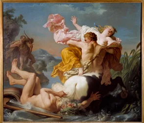 Porwanie Dejaniry przez centaura Nessosa. Gdy Herakles, w towarzystwie żony Dejaniry, chce przeprawić się przez Euenos, Nessos proponuje, że zaopiekuje się Dejanirą. Herakles się zgodził, lecz po przeprawieniu się przez rzekę usłyszał krzyki żony