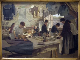 Warsztat Rippera w Trouville. Obraz Louis Joseph Anthonissen (1849-1913), olej na płótnie