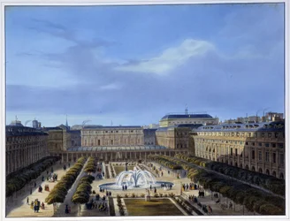 Widok ogrodu Pałacu Królewskiego - w „Paris en 1837” Arnouta