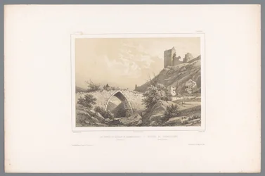 Widok na ruiny zamku Hammershus Les ruines du Château de Hammershuus / Ruiner af Hammershuus (tytuł na obiekcie) Twarze w Skandynawii (tytuł serii) Vues du Nord. Danemarck (tytuł serii)