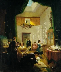 Zajęcia artystyczne dla kobiet, ca. 1868.