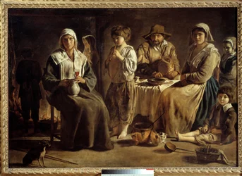 Rodzina chłopska we wnętrzu Obraz Louis Le Nain (1593-1648) 1642 nd. 1,13x1,59 m Paryż, Musee du Louvre