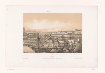 Widok na Arsenał w porcie Brześć Brześć. Vue des Corderies hautes et basses, Bagne and Hôpital Clermontonnerre (tytuł obiektu) Współczesna Francja (tytuł serii) La France de nos jours (tytuł serii na obiekcie)