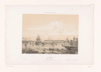 Widok Bassin Napoleon III w porcie Cherbourg Cherbourg. Basen Napoleona III (tytuł na obiekcie) Współczesna Francja (tytuł serii) La France de nos jours (tytuł serii na obiekcie)