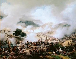 Wojny napoleońskie (wojna hiszpańska): „”Bitwa pod Somosierrą, 30.11.1808”” Obraz Louisa Francois Lejeune (1778-1848) 1810 Wersal, muzeum zamku