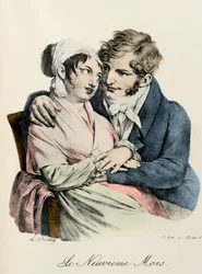 Grawerunek dziewiątego miesiąca autorstwa Louis-Leopold Boilly (Louis Leopold Boilly