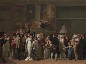 Publiczny pokaz Koronacji Davida w Luwrze, 1810.