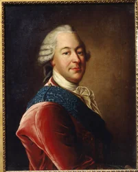 Portret hrabiego Michaiła Illarionowicza Woroncowa (1714-1767) (Portret hrabiego M.I.Woroncowa). Obraz Louis Tocque (1696-1772), olej na płótnie, połowa XVIII wieku. Sztuka francuska, sztuka rokoko. Regionalne Muzeum Sztuki, Symferopol (Ukraina)