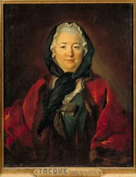 Przypuszczalny portret Madame de Graffigny (1695-1758) Francuski pisarz Obraz Louisa Tocque (1696-1772) XVIII-wieczne słońce. 0,81x0,65m²