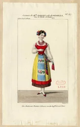 Panna Noblet jako Fenella. Projekt kostiumu do opery La muette de Portici, 1828.