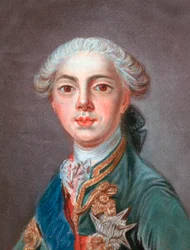 Ludwik Stanislas Ksawery z Francji (przyszły Ludwik XVIII), hrabia Prowansji (1755-1824) - Ludwik Stanisław-Ksawer z Francji, hrabia Prowansji (1755-1824) - Grawerowany przez Ludwika Marin (Louis-Marin) Bonnet (1736 lub 1743-1793)