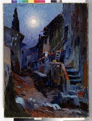 Auriol, beco com luar Pintura de Louis Mathieu Verdilhan (1875-1928) Dim. 81x59 cm Menção obrigatória: Coleção fundamentos da Provença, Marseillepolish