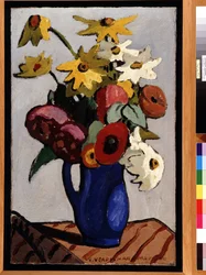 Bukiet kwiatów w niebieskim wazonie Obraz Louisa Mathieu Verdilhana (1875-1928) Wym. 71,5x45,5 cm Informacja obowiązkowa: Kolekcja fundacji dotyczy de Provence, Marsylia