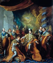 Ustanowienie Orderu Ducha Świętego (Order Ducha Świętego) Henryka III Obraz Louis Michel van Loo (1707-1771). 18 wiek. Paryż, Musee de la Legion d