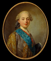Portret Ludwika XVIII, króla Francji, ówczesnego hrabiego Prowansji (1755-1824). Obraz Louis Michel Van Loo (1707 - 1771)