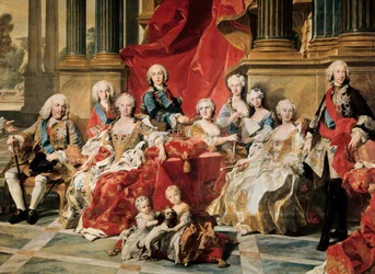 Filip V otoczony rodziną. Fragment obrazu Louis Michel van Loo