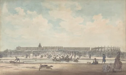 Zamek w Wersalu widziany z ogrodów, 1779.