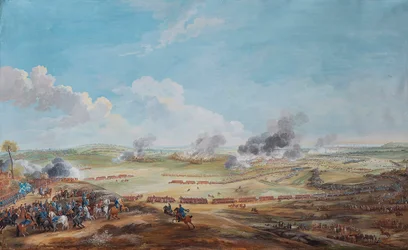 Widok z perspektywy na bitwę pod Lauffeld (Lawfeld) 2 lipca 1747 r.