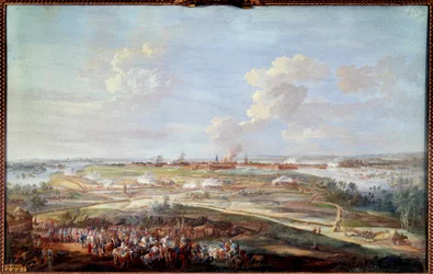 Widok oblężenia Menin przez Ludwika XV od 28 maja do 4 czerwca 1744 r. Malowanie gwaszu przez Louisa Nicolasa Van Blarenberghe (1716-1794) 1780 nd. 0,59 x 0,94 m²