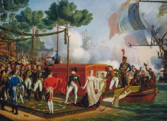 Napoleon Bonaparte i Marie Louise lądują w Antwerpii