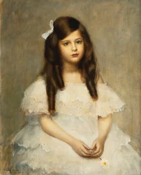 Portret dziewczyny siedzącej w trzech czwartych długości