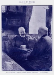 Król Edward VII w podróży pociągiem z prezydentem Francji Emilem Loubetem (lito)