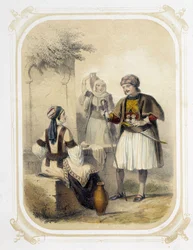 Mieszkańcy Grecji - w „Albumie młodego podróżnika””, ilustruje Louis Lassalle