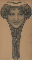 Masque, c.1900 (juoda kreida ir pieštukas ant šviesiai rudo popieriaus)poli