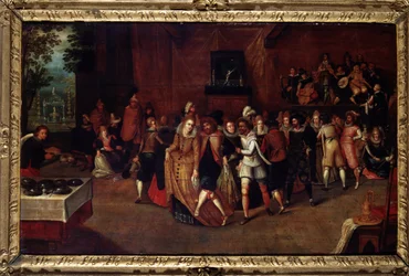 Bal w czasach Henryka III, dawniej zwany „Fetetem na dworze Henryka III”, ok. 1580 r. Obraz przypisywany Ludwikowi de Caulery (Caullery) (znanemu jako Mistrz Księgi Szkiców z Leningradu) (ok. 1580 r.) -ok. 1621). Koniec XVI wieku. Musee