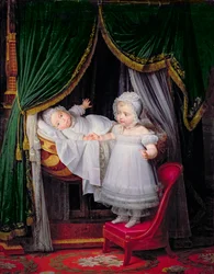 Henri-Charles-Ferdinand of Artois (1820-83) książę Bordeaux i jego siostra Louise-Marie-Therese of Artois (1819-64) w Tuileries