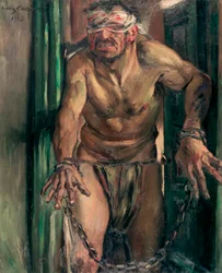 ""Samson aveugle"" (Oślepiony Samson) obraz de Lovis Corinth (1858-1925) Ciemny 105x130 cm Olej na płótnie 1912 Państwowe Muzea, Berlin