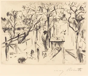 Sad w jesiennym ogrodzie owocowym jesienią 1912 r.