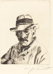 Autoportret w słomkowym kapeluszu, 1913.