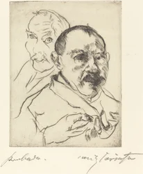 Szkic dwóch autoportretów męskich głowy, 1915.